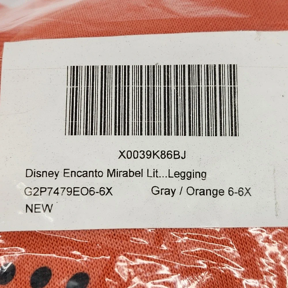 Disney Encanto Mirabel Sweatshirt and Leggings Set Orange Gray Girls Size 6-6X‎